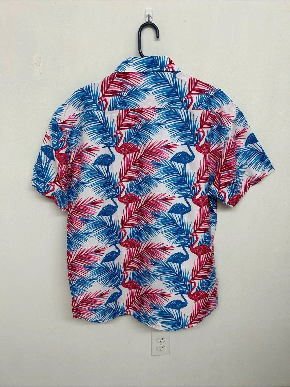BC COLLECTION Men’s Short-Sleeve Tropical Button-Down Shirt - Blue & Pink